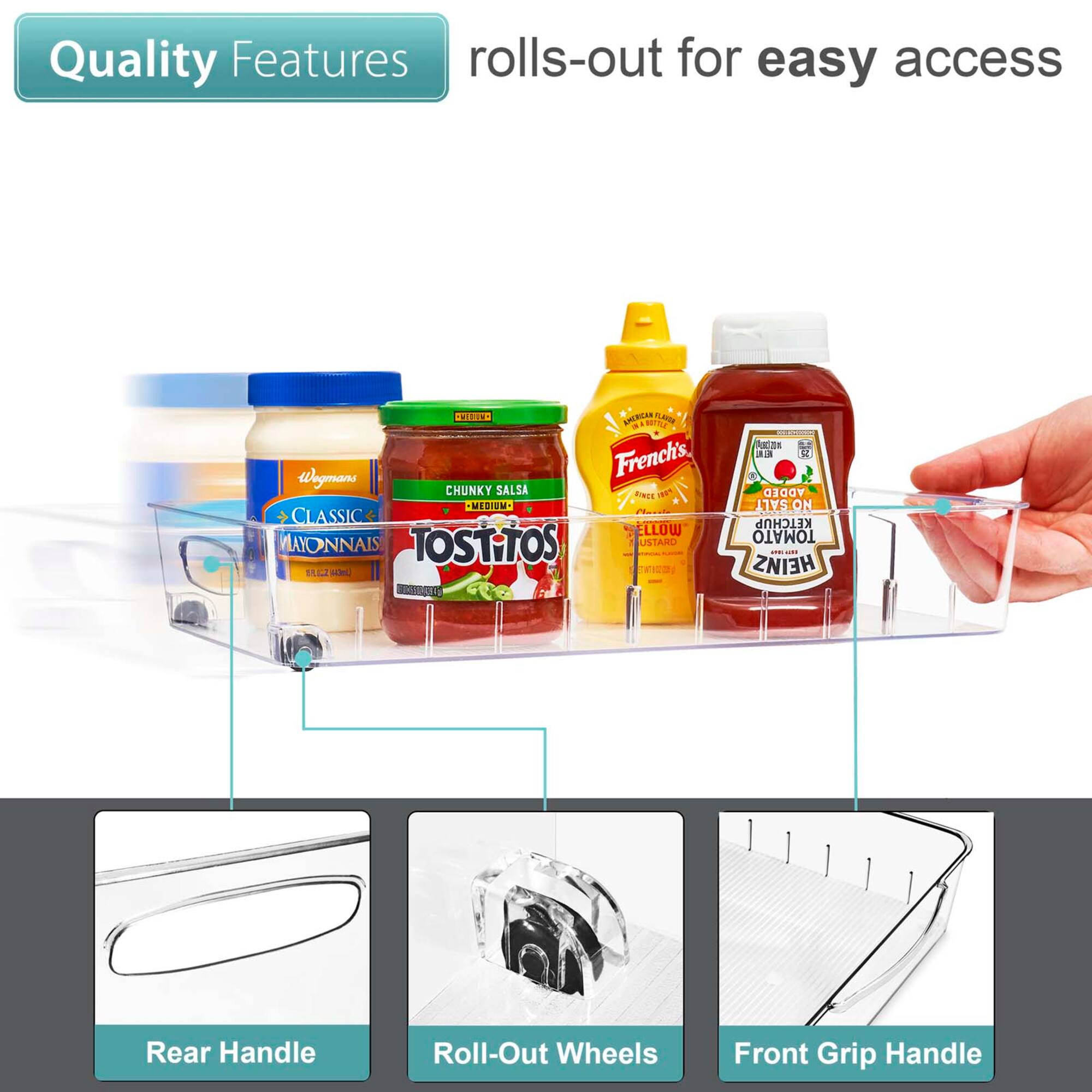 Sorbus Large Clear Organizing Bins on Wheels with Removable Dividers, 2ct.